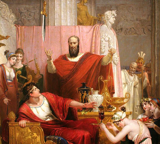 Damocles learned that when you know about the sword up there, it's hard to enjoy a life of luxury. Bingo.