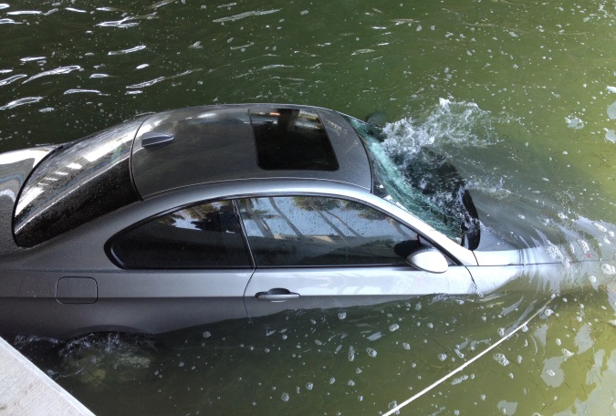 car under water