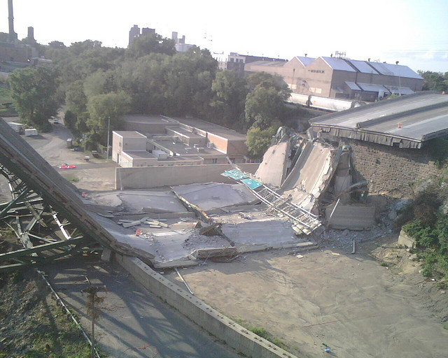 The deadly collapse of an Interstate Highway bridge near Minneapolis in 2007 brought a horrified nation to its feet. Then the nation sat down again.  (Photo by mtellin/Flickr) 